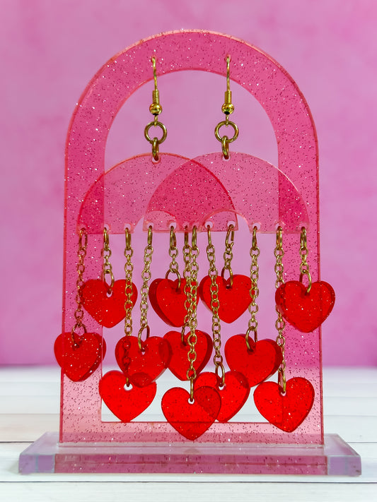 Red and Pink Heart Earrings