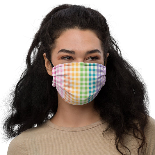 Rainbow Gingham Face Mask