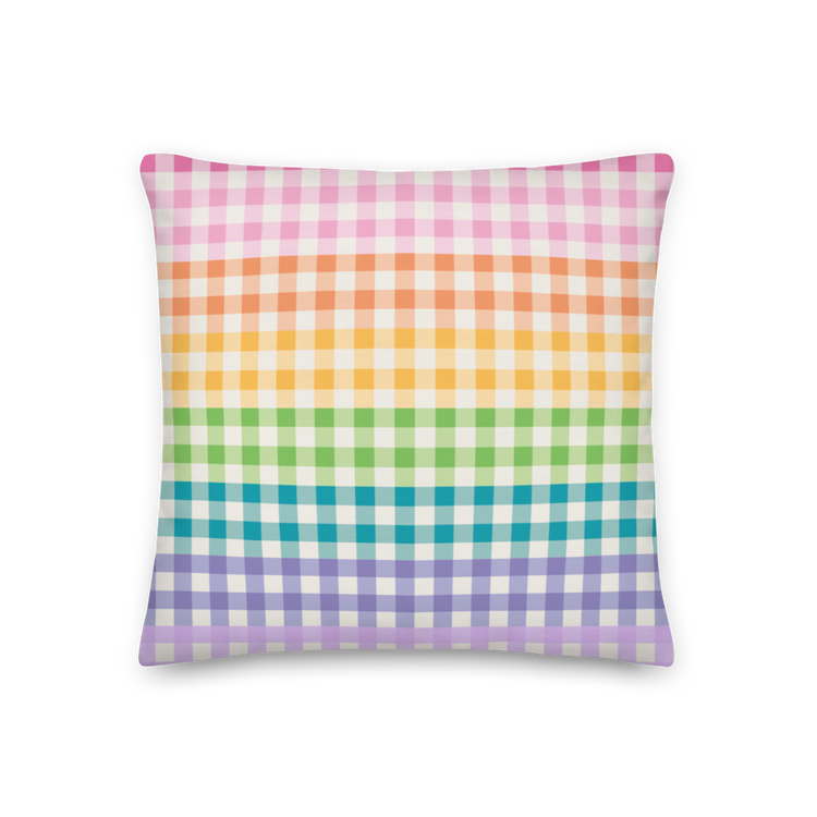 Stay Weird Rainbow Gingham Pillow