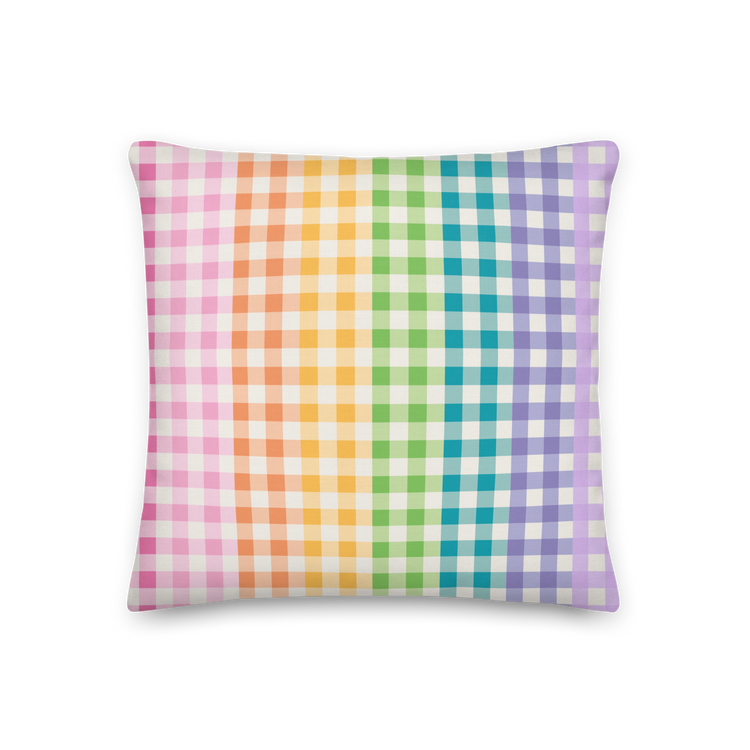 Gingham Rainbow Premium Pillow