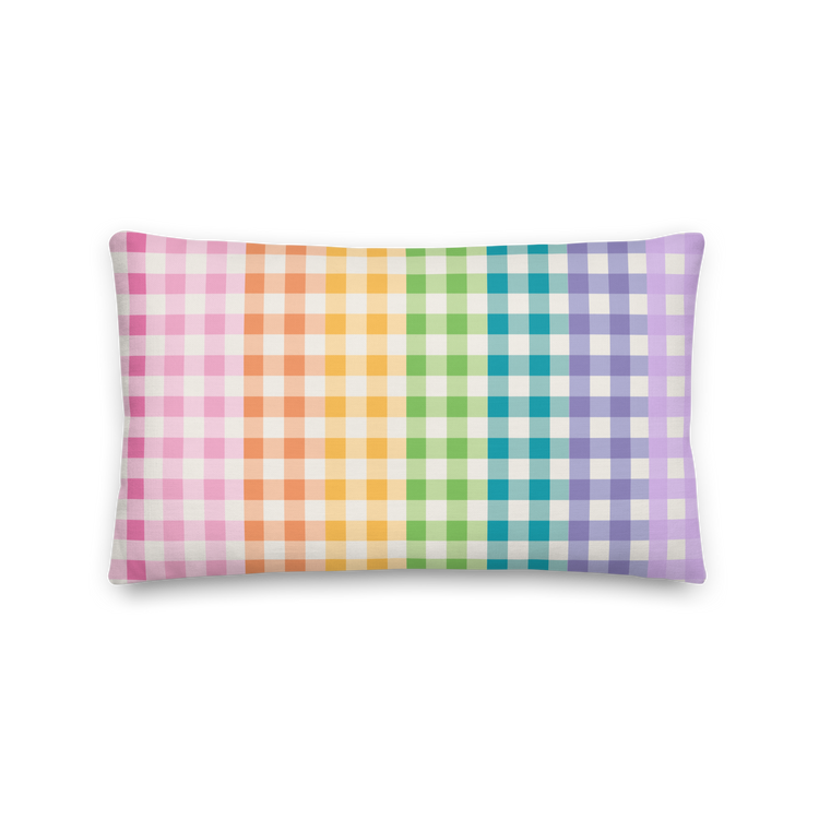 Gingham Rainbow Premium Pillow