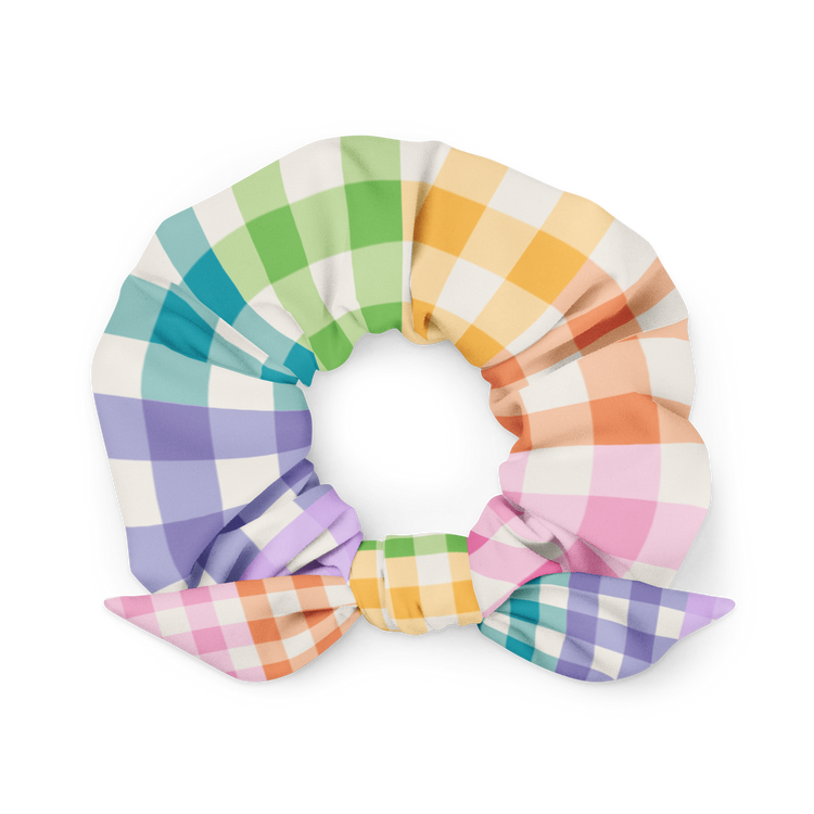 Rainbow Gingham Scrunchie