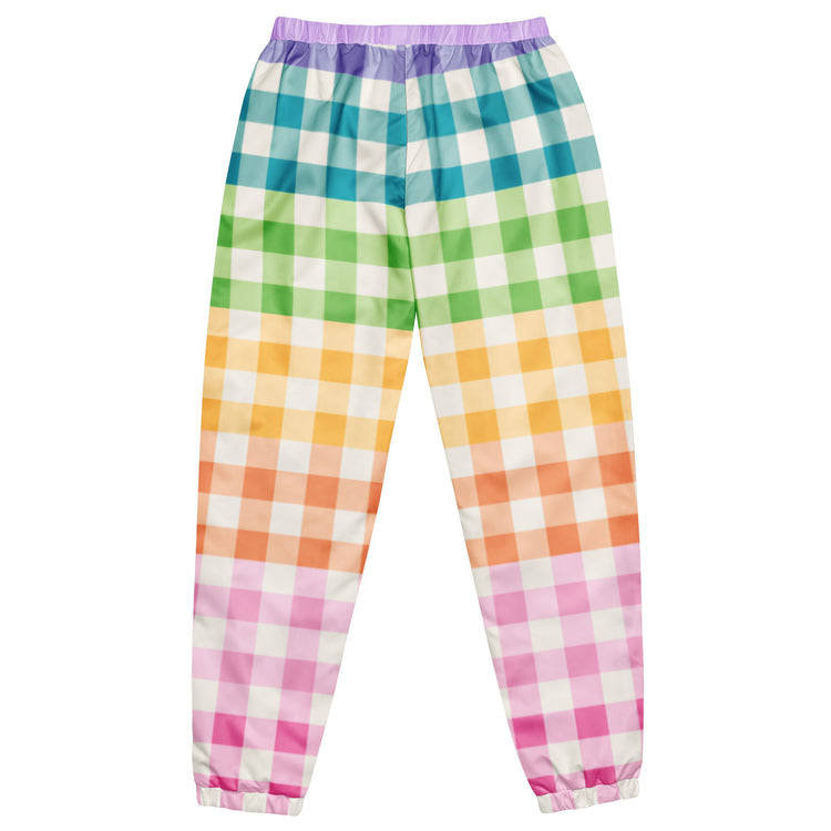 Rainbow Gingham Track Pants