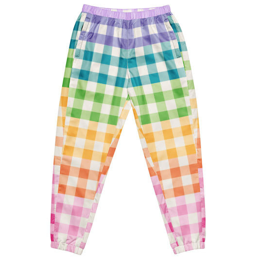 Rainbow Gingham Track Pants