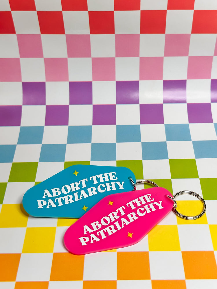 Abort The Patriarchy - Laser Engraved and Hand Painted Keychain