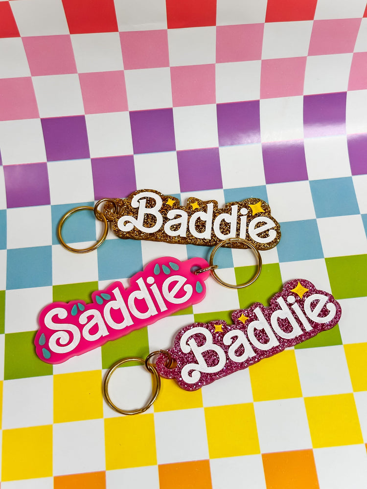 Baddie / Saddie - Double Sided Laser Engraved and Hand Painted Keychain