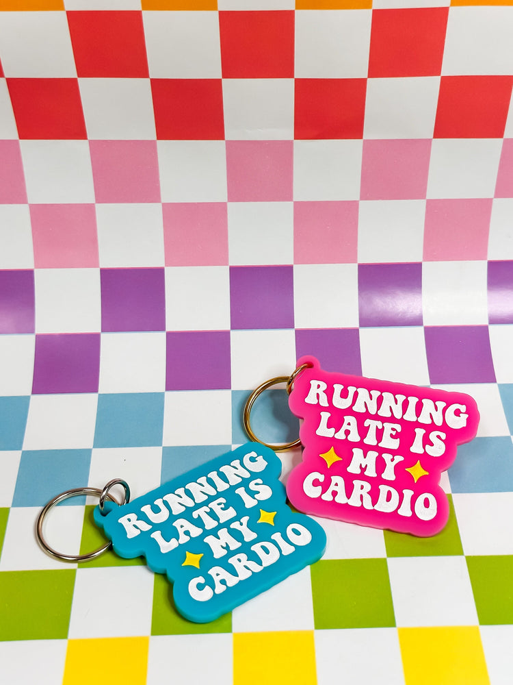 Running Late is My Cardio - Laser Engraved and Hand Painted Keychain