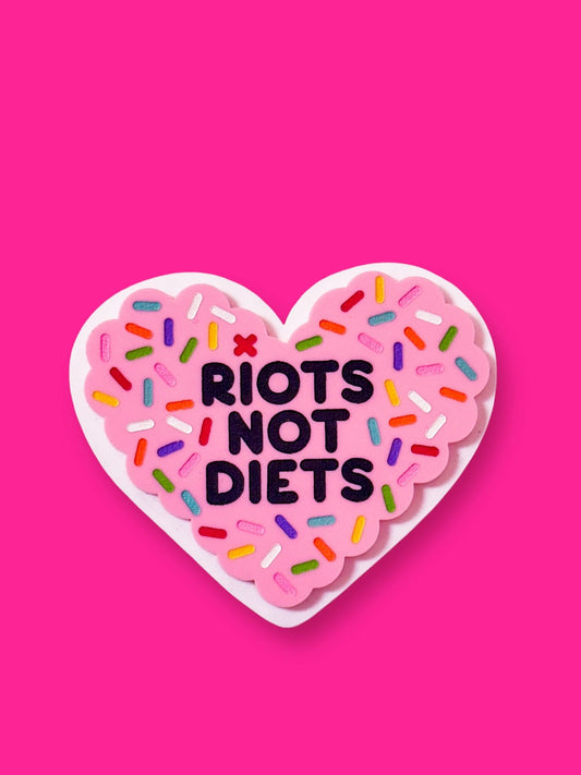 Riots Not Diets - Pink Heart Sprinkle Cookie Magnet
