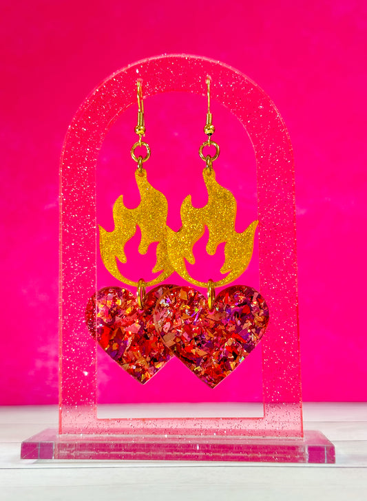 Flaming Heart Earrings